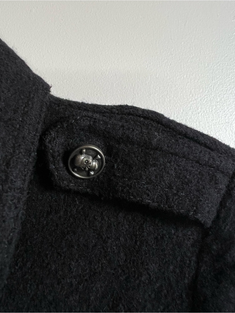 Amass Long Cardigan Sweater Coat Silver Skull Button Front Knit Women’s Size 3 - Picture 4 of 9
